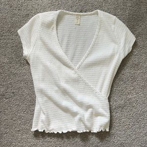 Lazy Sunday White Crossed Shirt, Medium